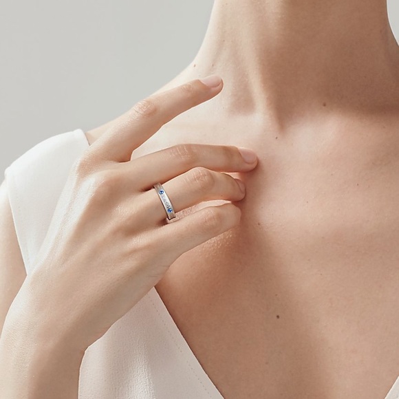 Authentic Tiffany & Co 1837 Collection Ring with Montana Sapphires - Picture 2 of 5